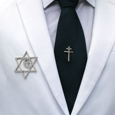 Farda masculina santo daime broche e estrela de fardamento cromada