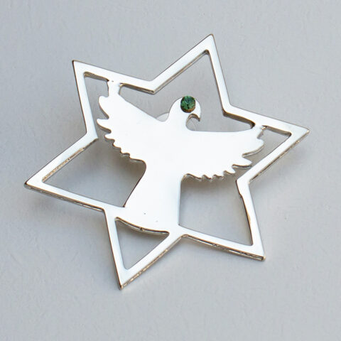 Estrela de fardamento cromada do Santo Daime com pedra de strass